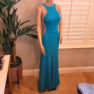 Nicole Bakti Aida blue long evening dress size 0